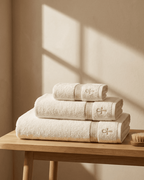 Full set of Egyptian cotton towels in cream
