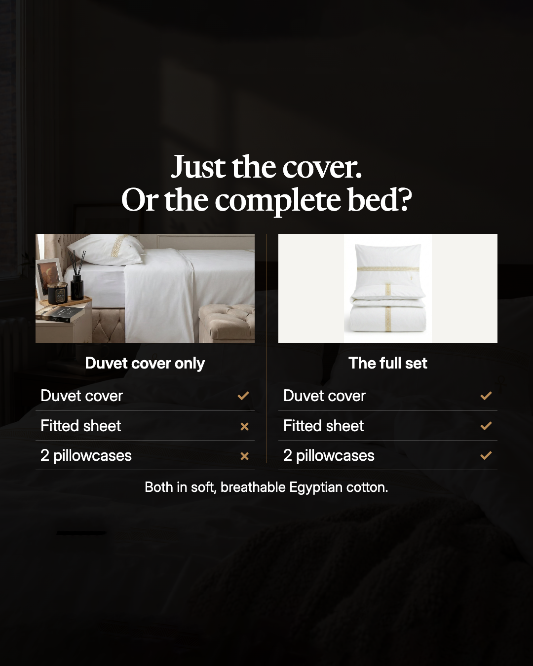Complete bed dressed in House of Alenza Egyptian cotton bedding