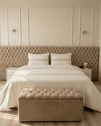 Full view of a white Egyptian cotton duvet cover with pillowcase